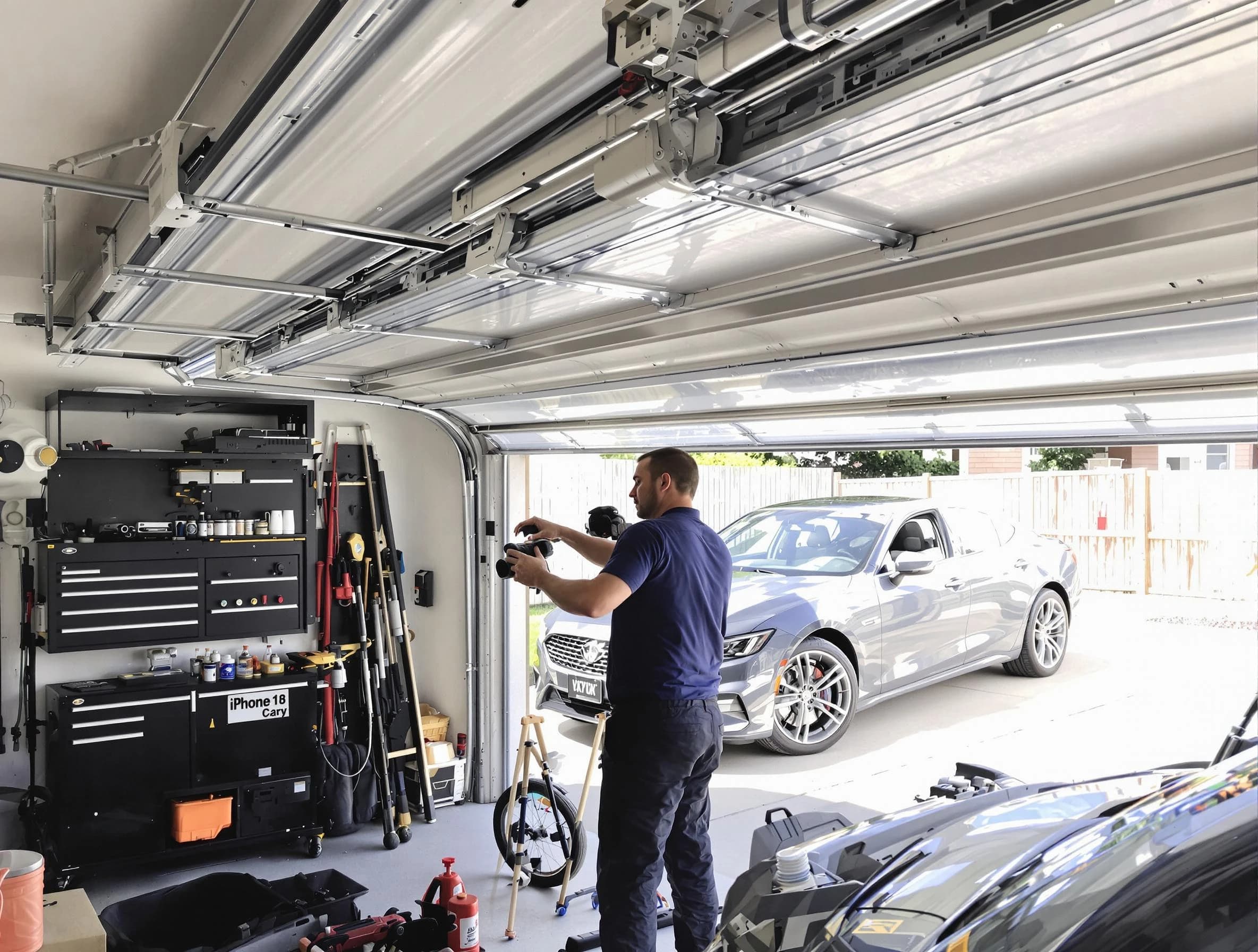 Decatur Garage Door Repair technician fixing noisy garage door in Decatur