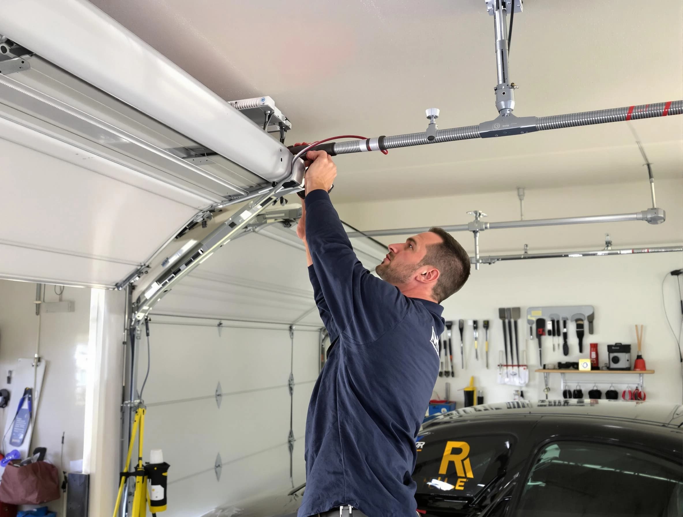 Decatur Garage Door Repair technician performing garage door cable repair in Decatur