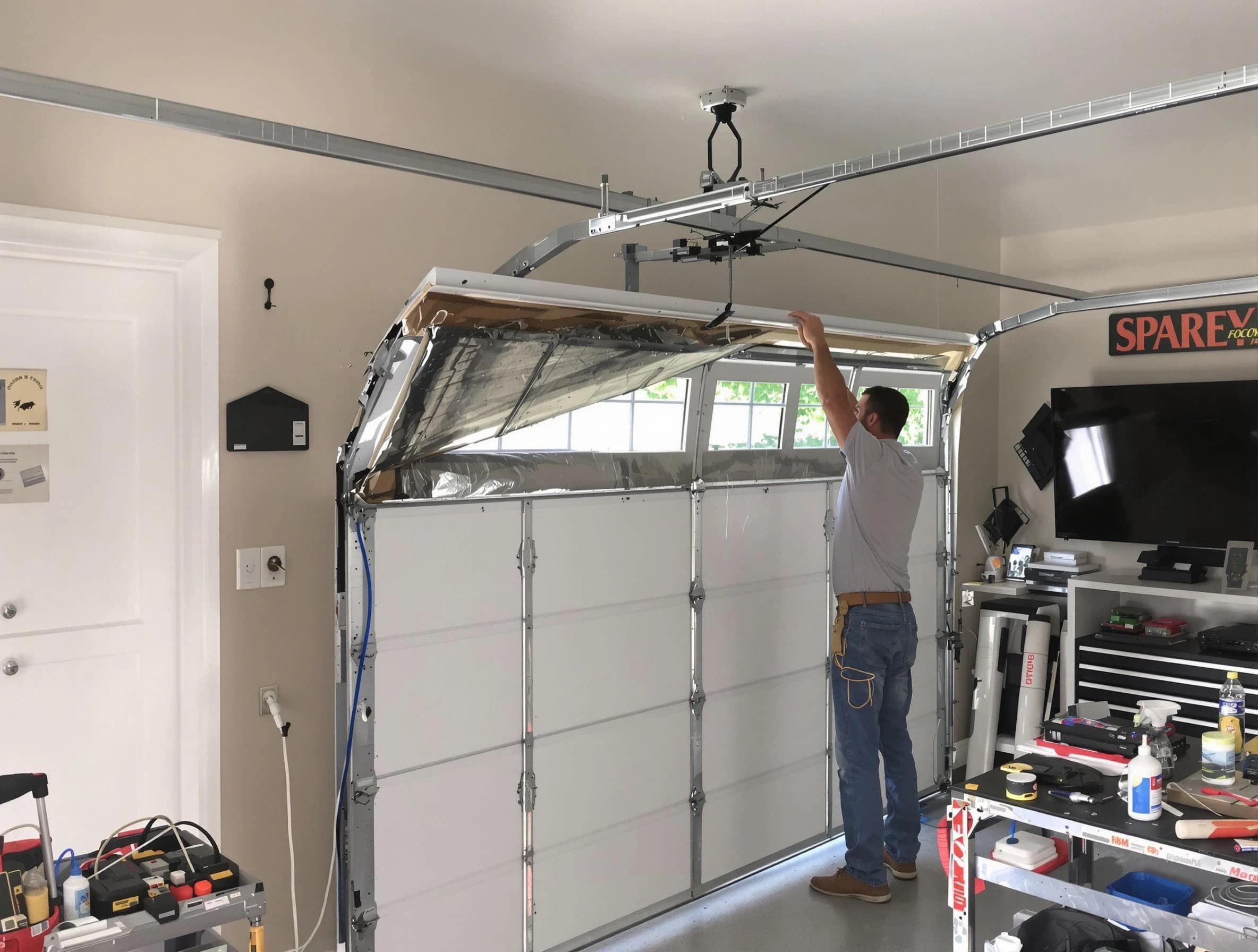 Garage door section replacement by Decatur Garage Door Repair in Decatur