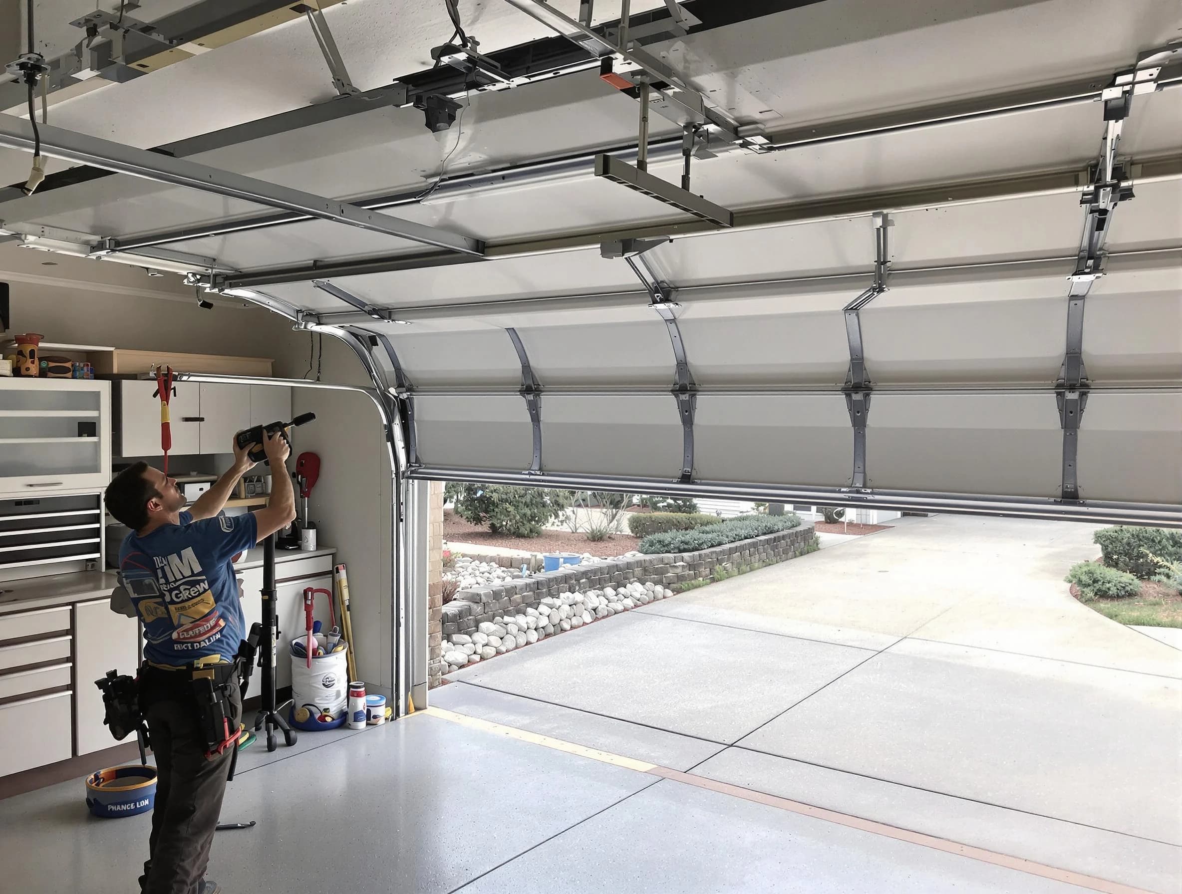 Garage door track repair service by Decatur Garage Door Repair in Decatur