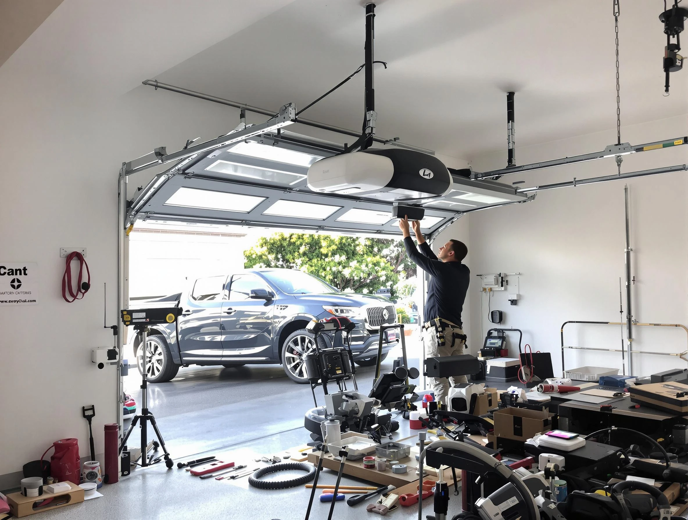 Decatur Garage Door Repair specialist installing smart garage door opener system in Decatur home
