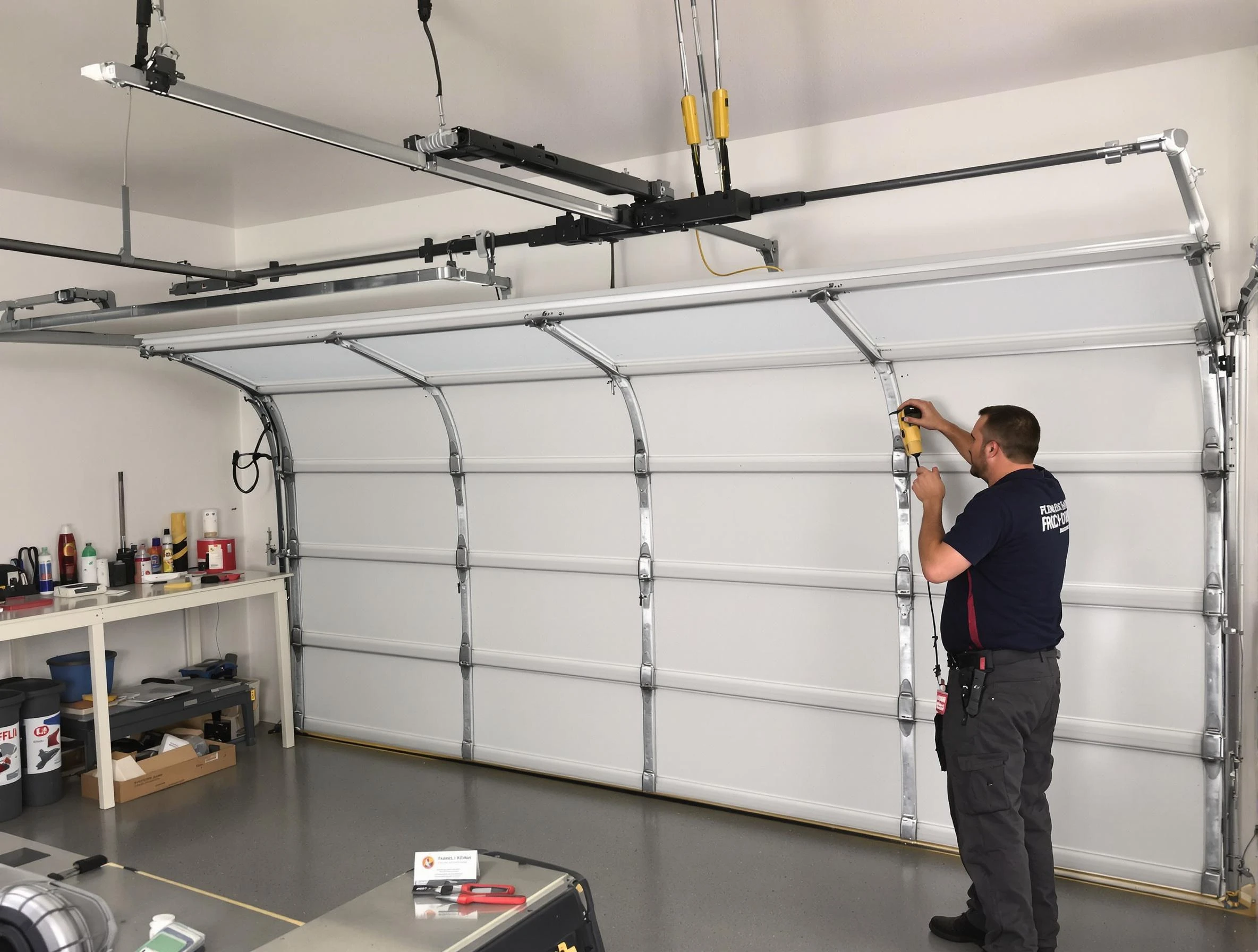 Decatur Garage Door Repair certified technician performing overhead door system repair in Decatur