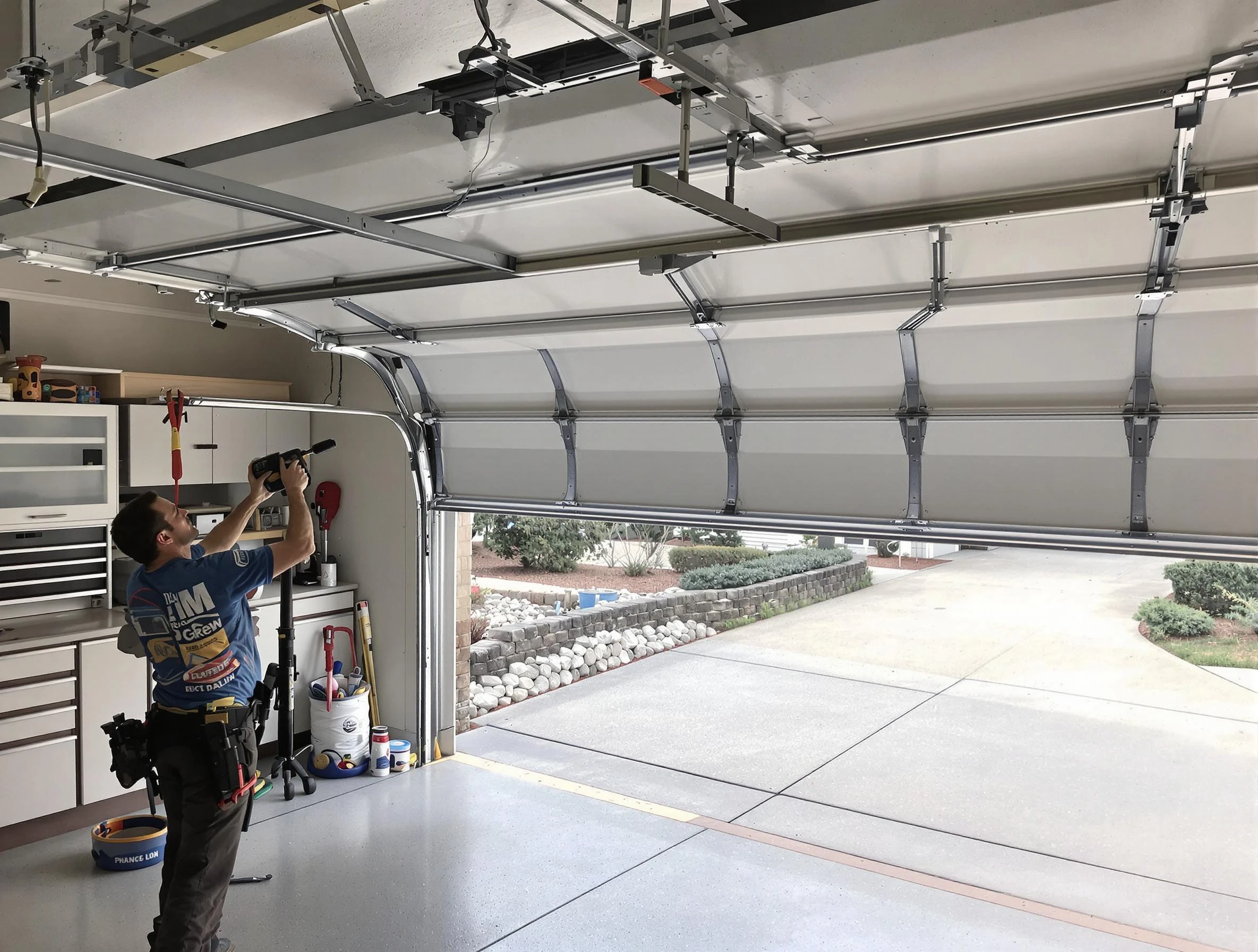 Garage door track repair service by Decatur Garage Door Repair in Decatur